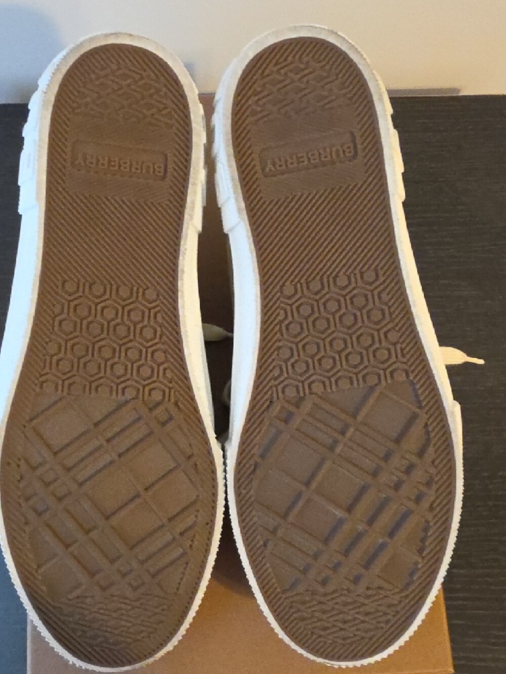 Burberry Beige Canvas Check Low-Top Sneakers with White Accents - Picture 7 of 14